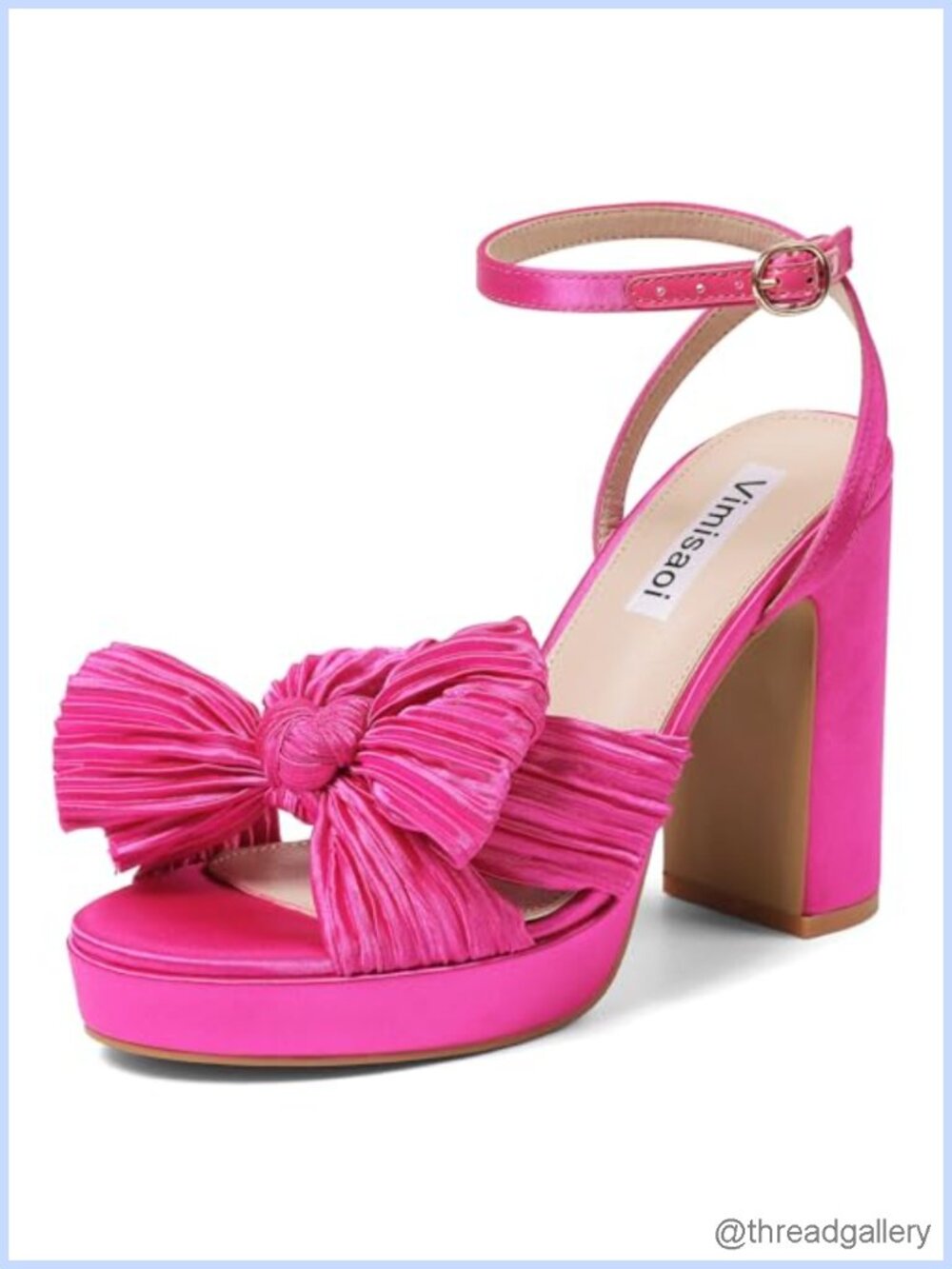 Women's Bow Knot Platform Heels Open Toe Chunky Heeled Sandals Ankle Strap